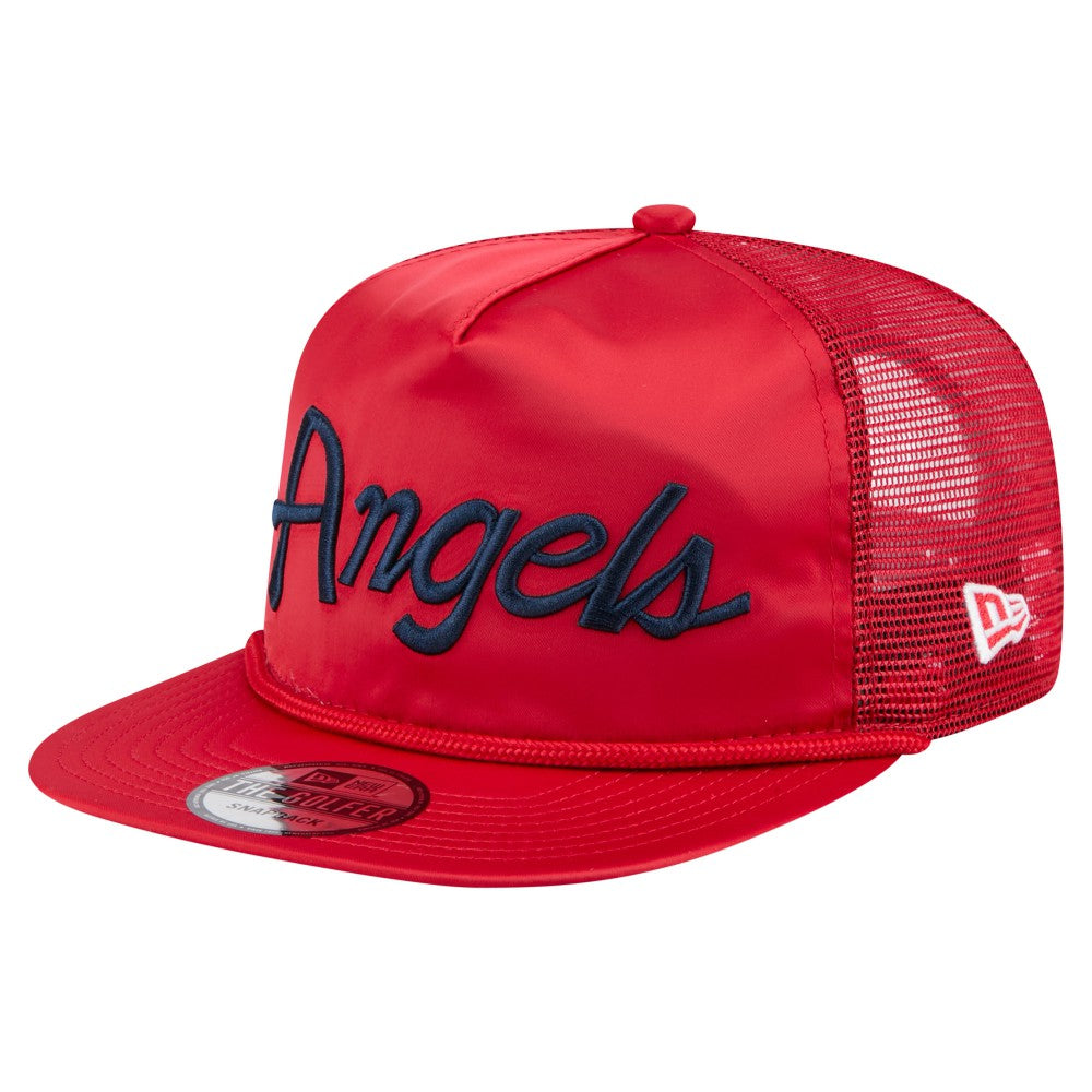 Los Angeles Angels New Era Retro Satin Script Golfer Adjustable Hat - Red Hats