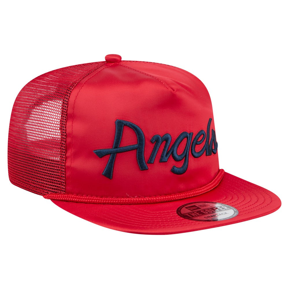 Los Angeles Angels New Era Retro Satin Script Golfer Adjustable Hat - Red Hats