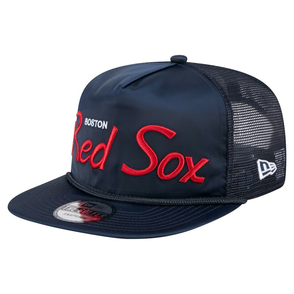 Boston Red Sox New Era Retro Satin Script Golfer Adjustable Hat - Navy Hats