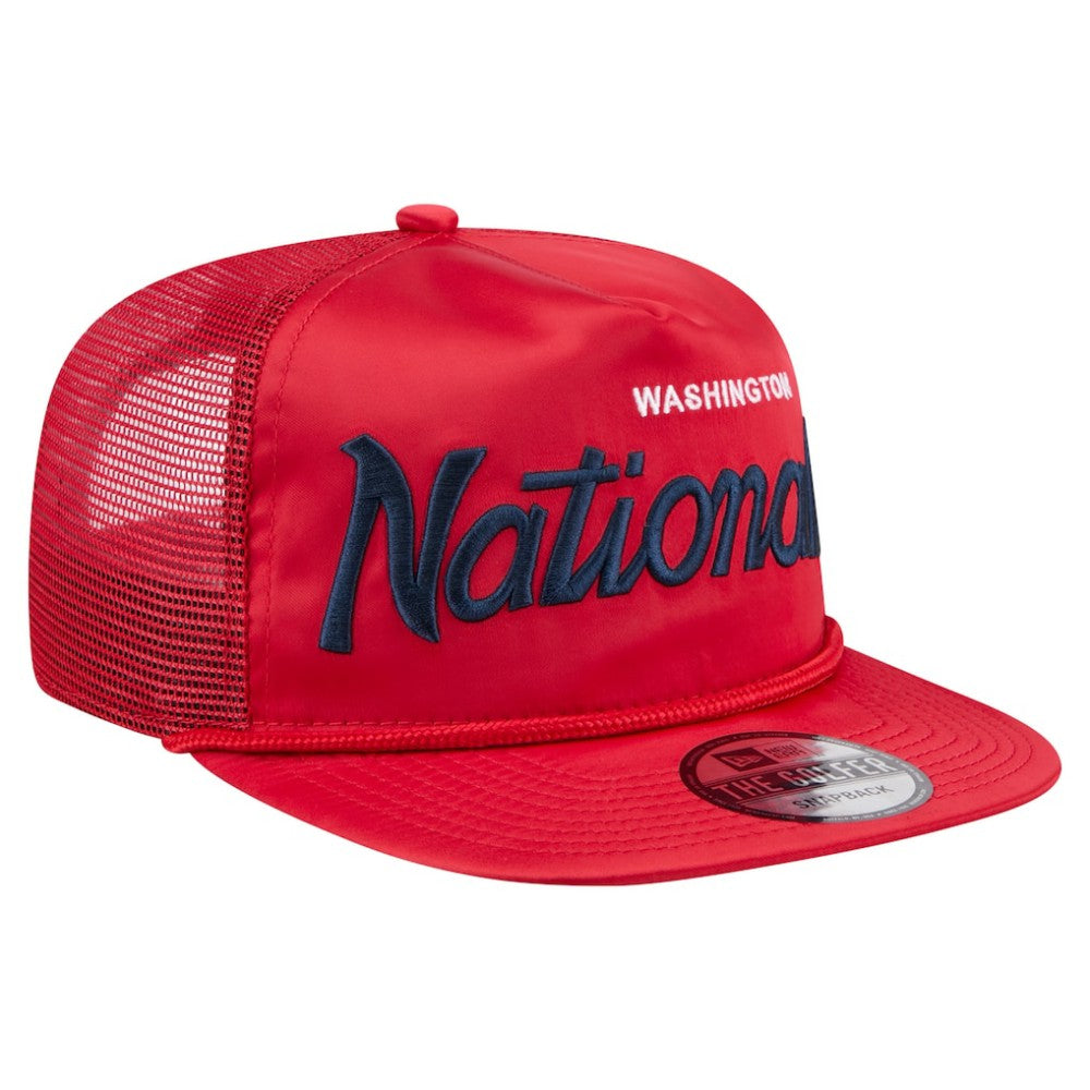 Washington Nationals New Era Retro Satin Script Golfer Adjustable Hat - Red Hats