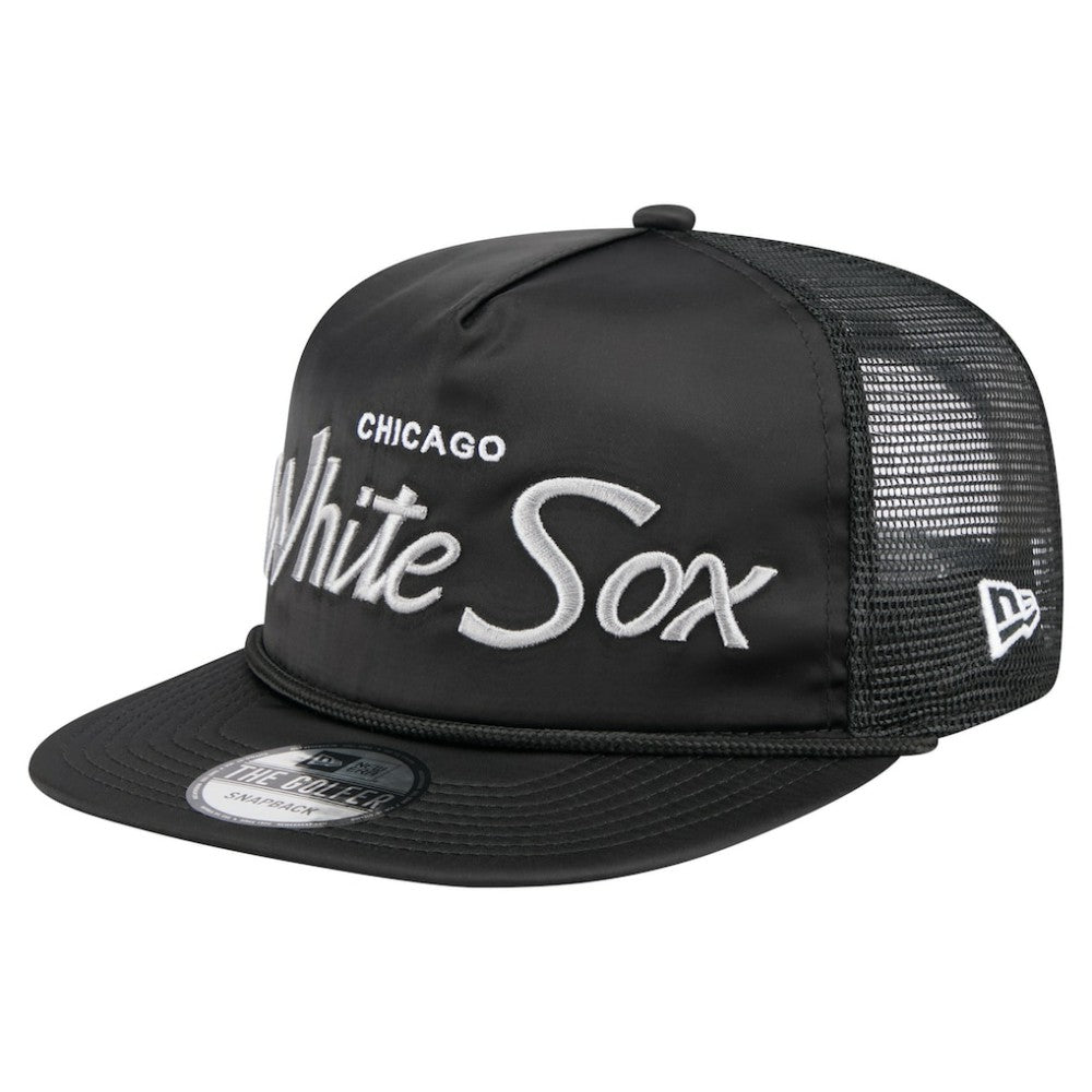 Chicago White Sox New Era Retro Satin Script Golfer Adjustable Hat - Black Hats