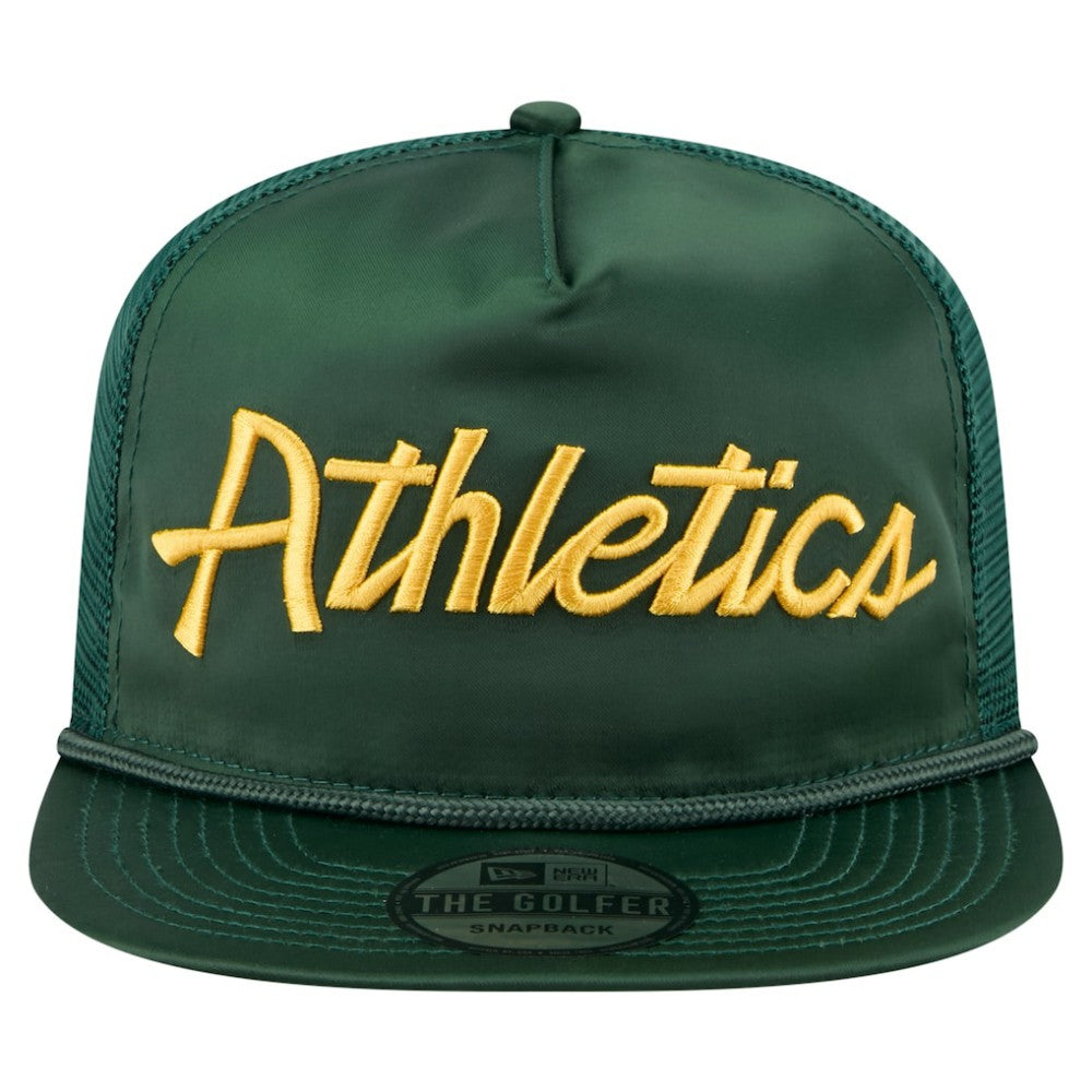 Athletics New Era Retro Satin Script Golfer Adjustable Hat - Green Hats
