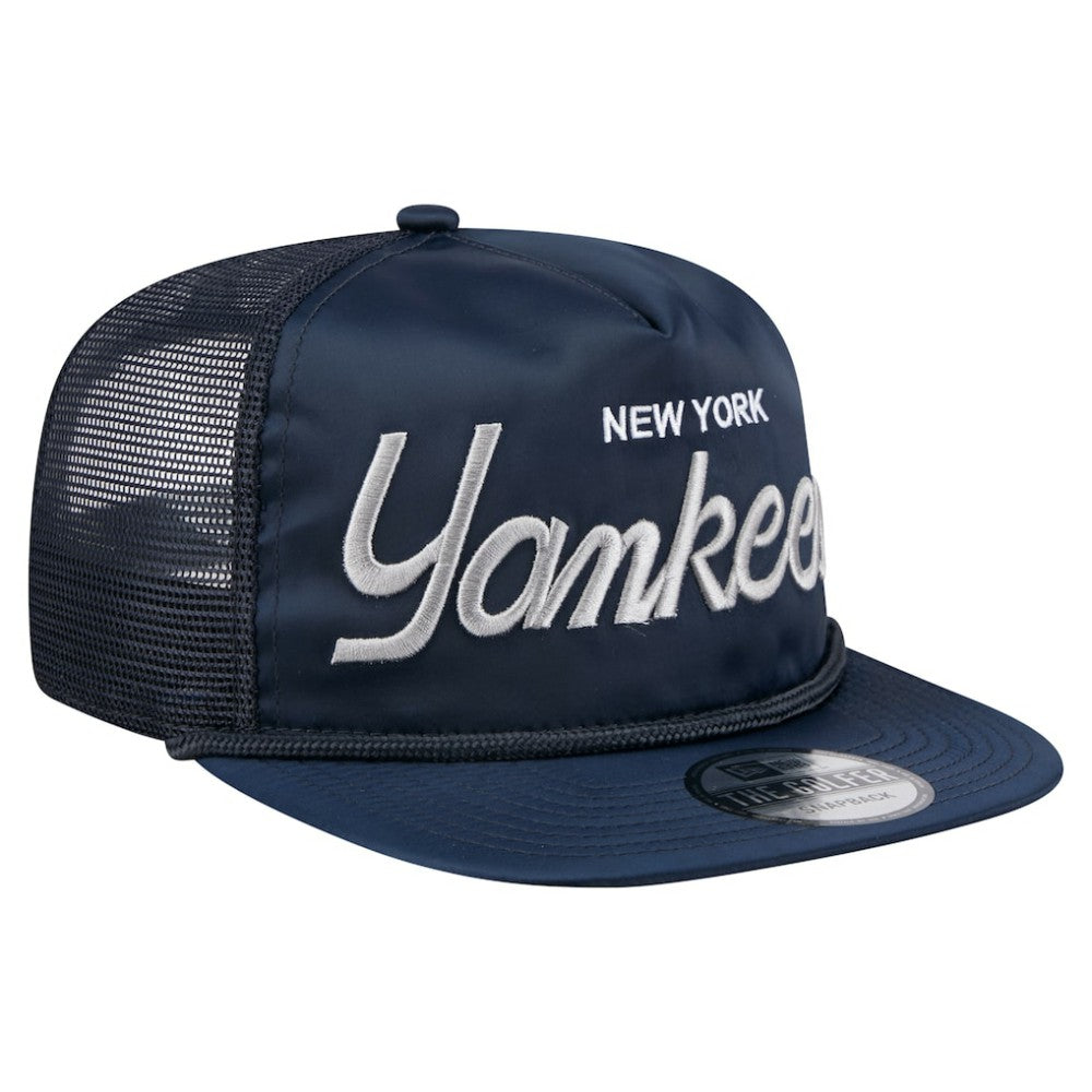 New York Yankees New Era Retro Satin Script Golfer Adjustable Hat - Navy Hats