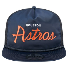 Houston Astros New Era Retro Satin Script Golfer Adjustable Hat - Navy Hats