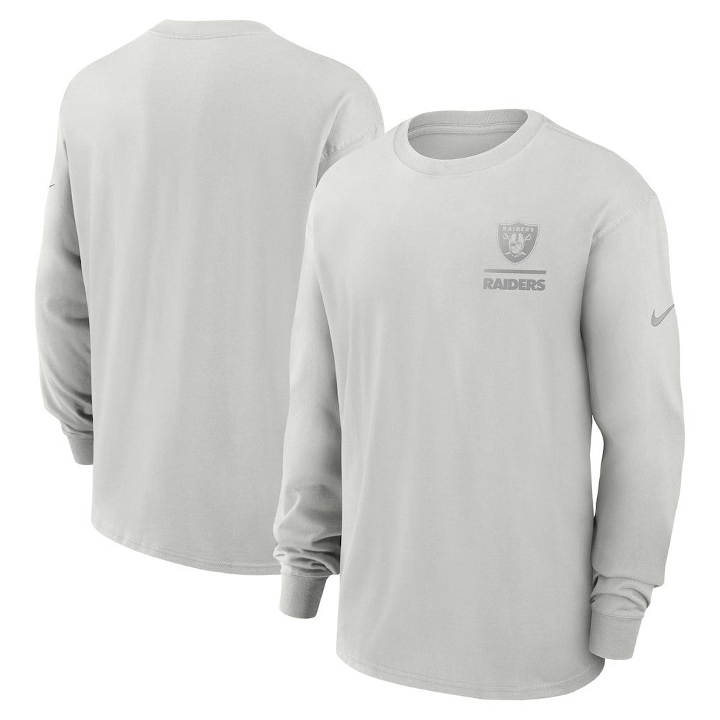 Las Vegas Raiders Essential Heavy Max90 Long Sleeve T-Shirt - Gray T-shirts