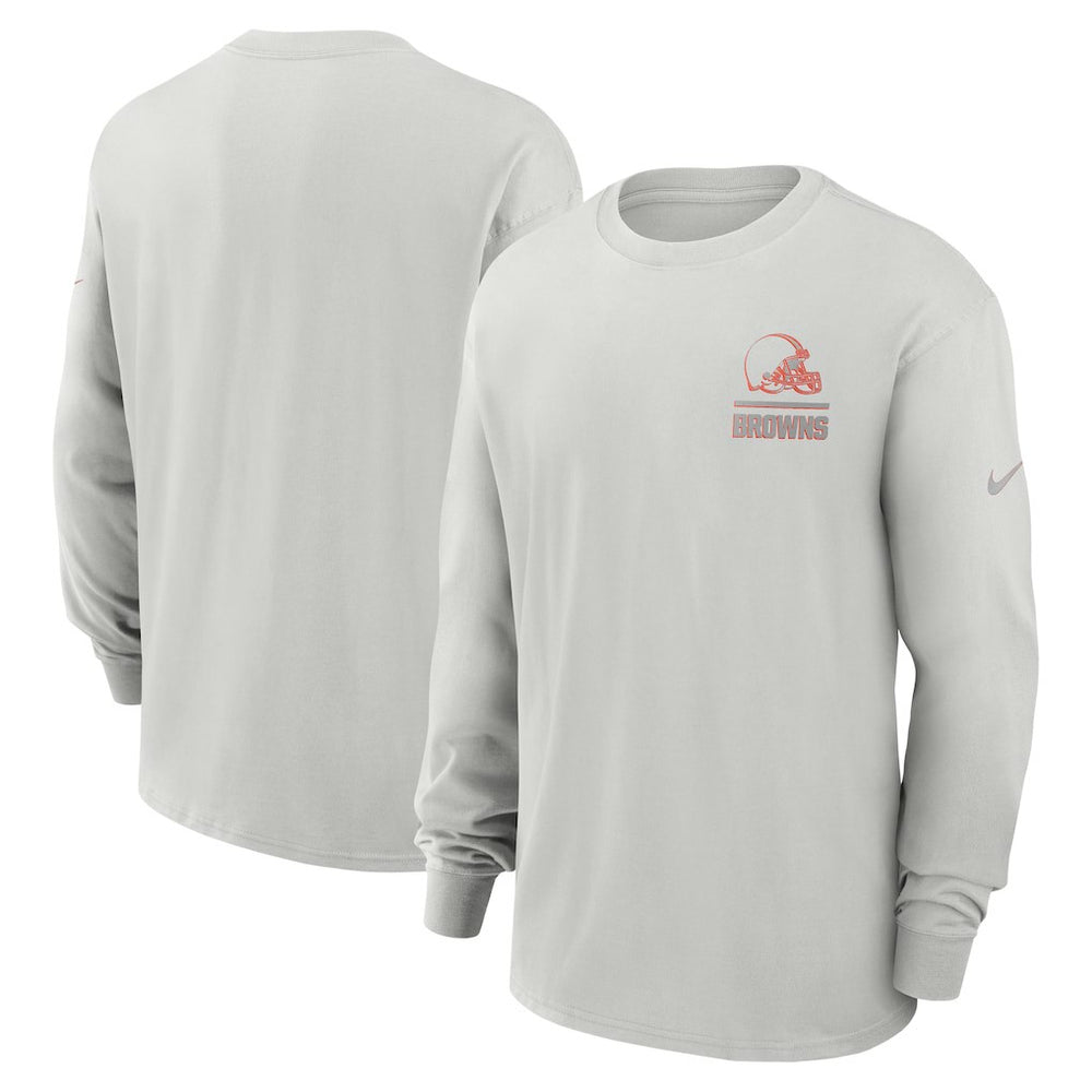 Cleveland Browns Essential Heavy Max90 Long Sleeve T-Shirt - Gray T-shirts