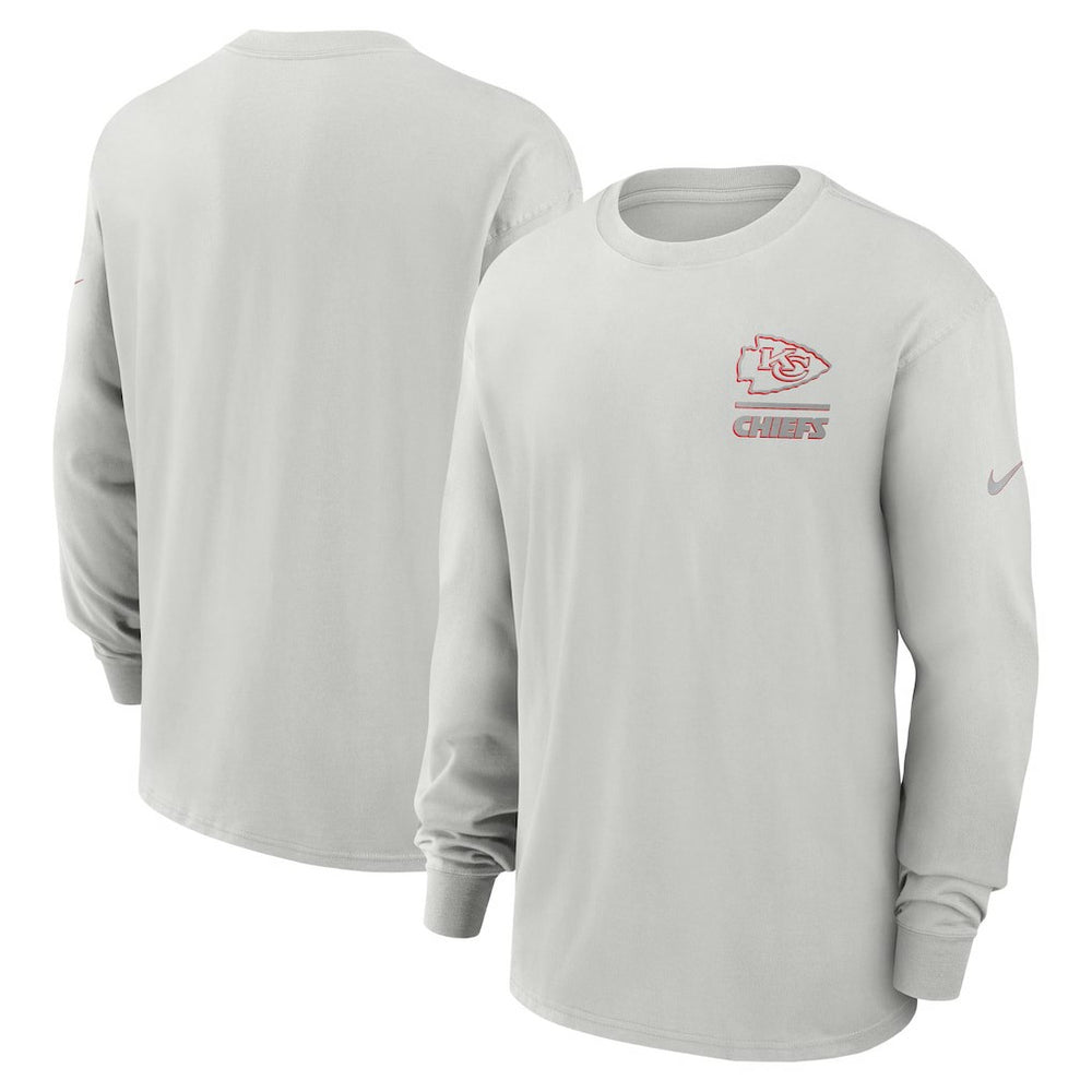 Kansas City Chiefs Essential Heavy Max90 Long Sleeve T-Shirt - Gray T-shirts