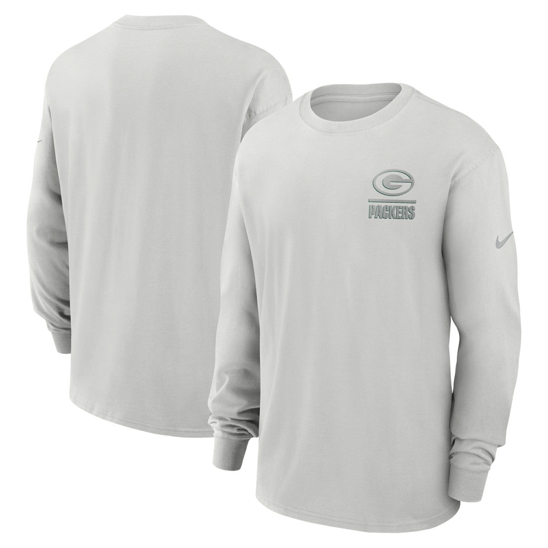 Green Bay Packers Essential Heavy Max90 Long Sleeve T-Shirt - Gray T-shirts