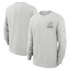 Green Bay Packers Essential Heavy Max90 Long Sleeve T-Shirt - Gray T-shirts