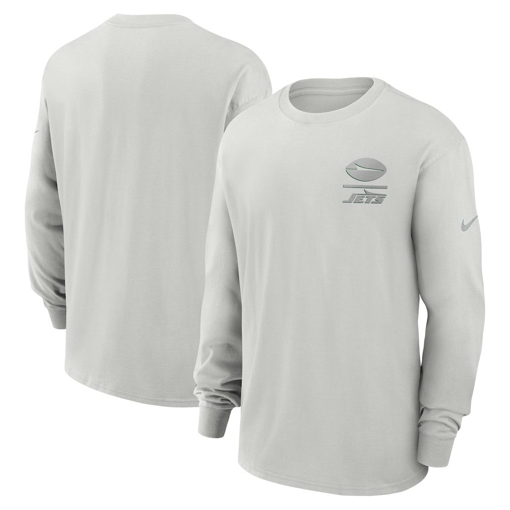 New York Jets Essential Heavy Max90 Long Sleeve T-Shirt - Gray T-shirts