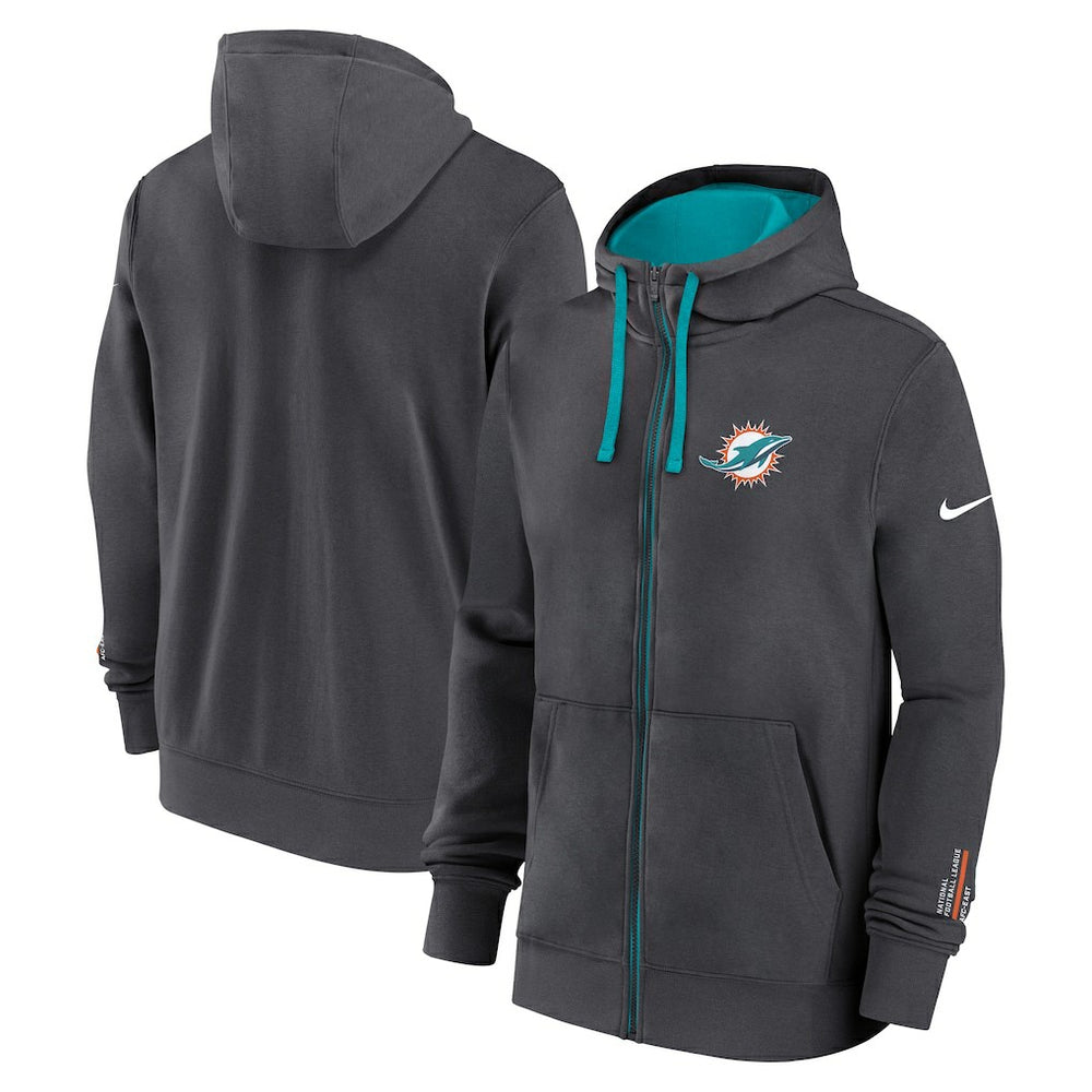Miami Dolphins Primetime Club Full-Zip Hoodie - Anthracite Hoodies