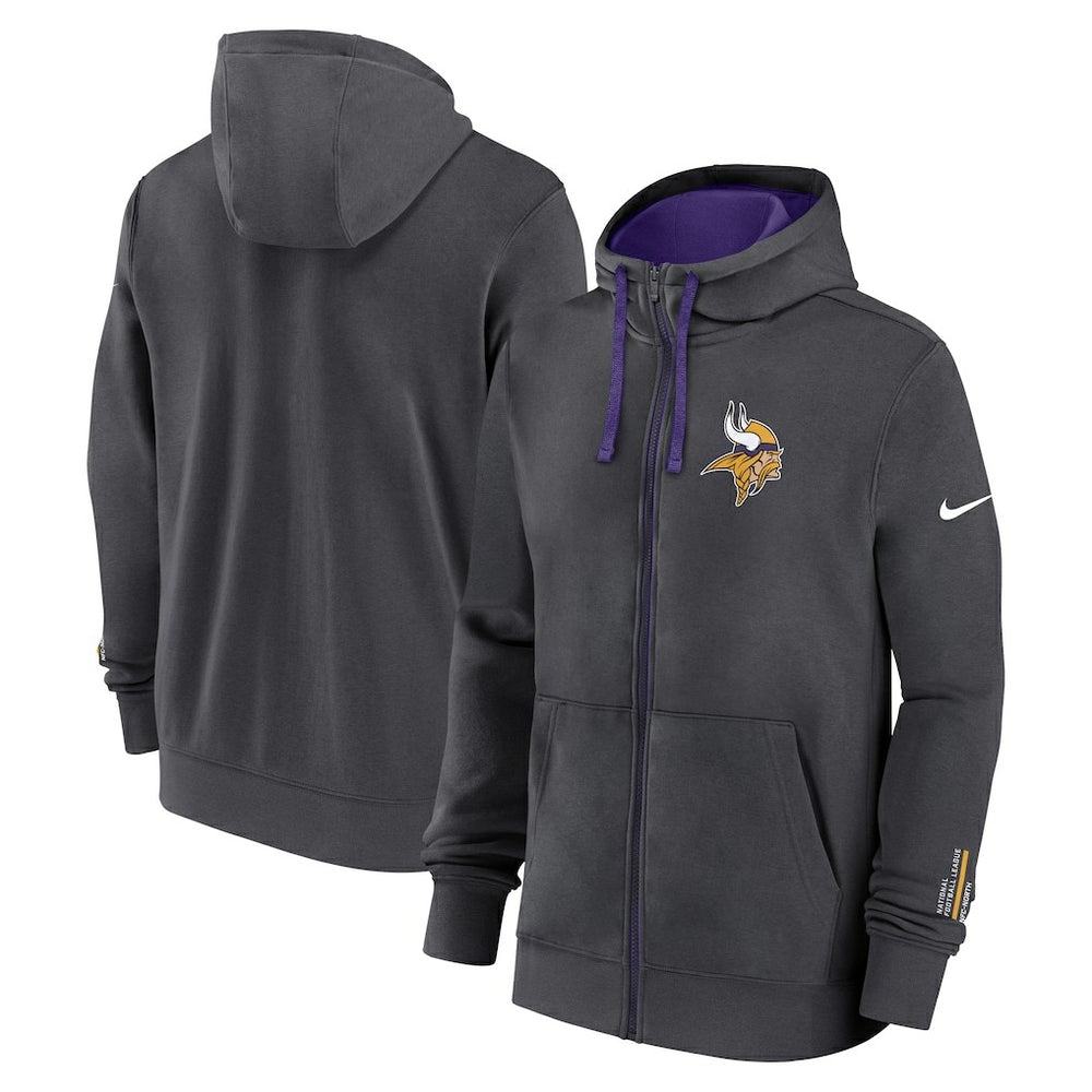 Minnesota Vikings Primetime Club Full-Zip Hoodie - Anthracite Hoodies
