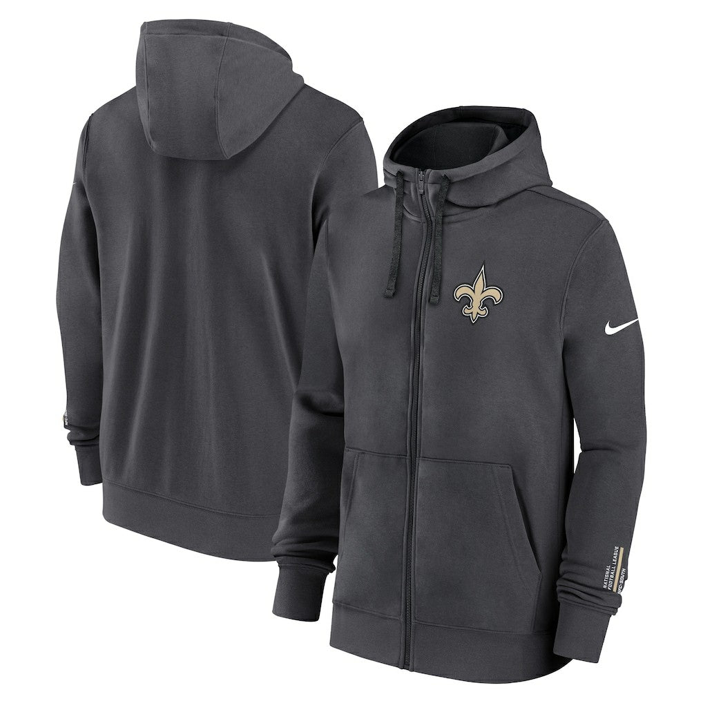 New Orleans Saints Primetime Club Full-Zip Hoodie - Anthracite Hoodies