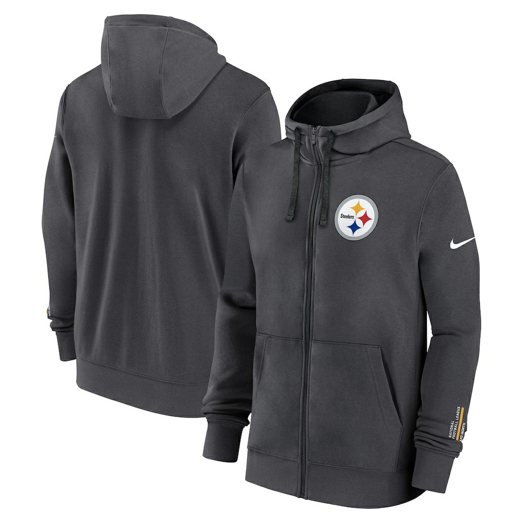 Pittsburgh Steelers Primetime Club Full-Zip Hoodie - Anthracite Hoodies