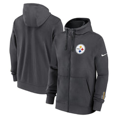 Pittsburgh Steelers Primetime Club Full-Zip Hoodie - Anthracite Hoodies