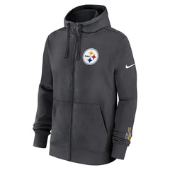 Pittsburgh Steelers Primetime Club Full-Zip Hoodie - Anthracite Hoodies
