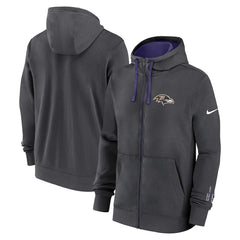 Baltimore Ravens Primetime Club Full-Zip Hoodie - Anthracite Hoodies