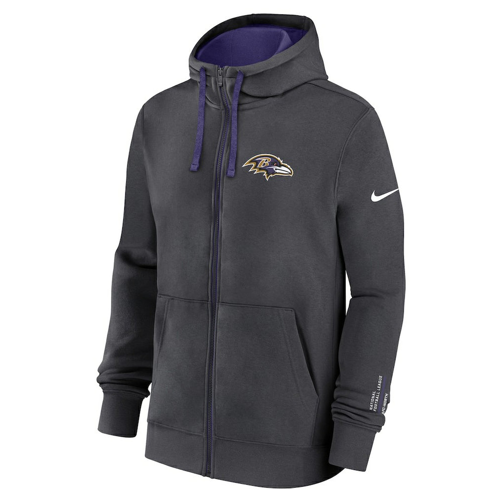 Baltimore Ravens Primetime Club Full-Zip Hoodie - Anthracite Hoodies