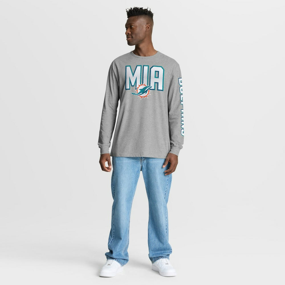 Miami Dolphins Hometown Sweep Legacy Long Sleeve T-Shirt - Heather Gray T-shirts