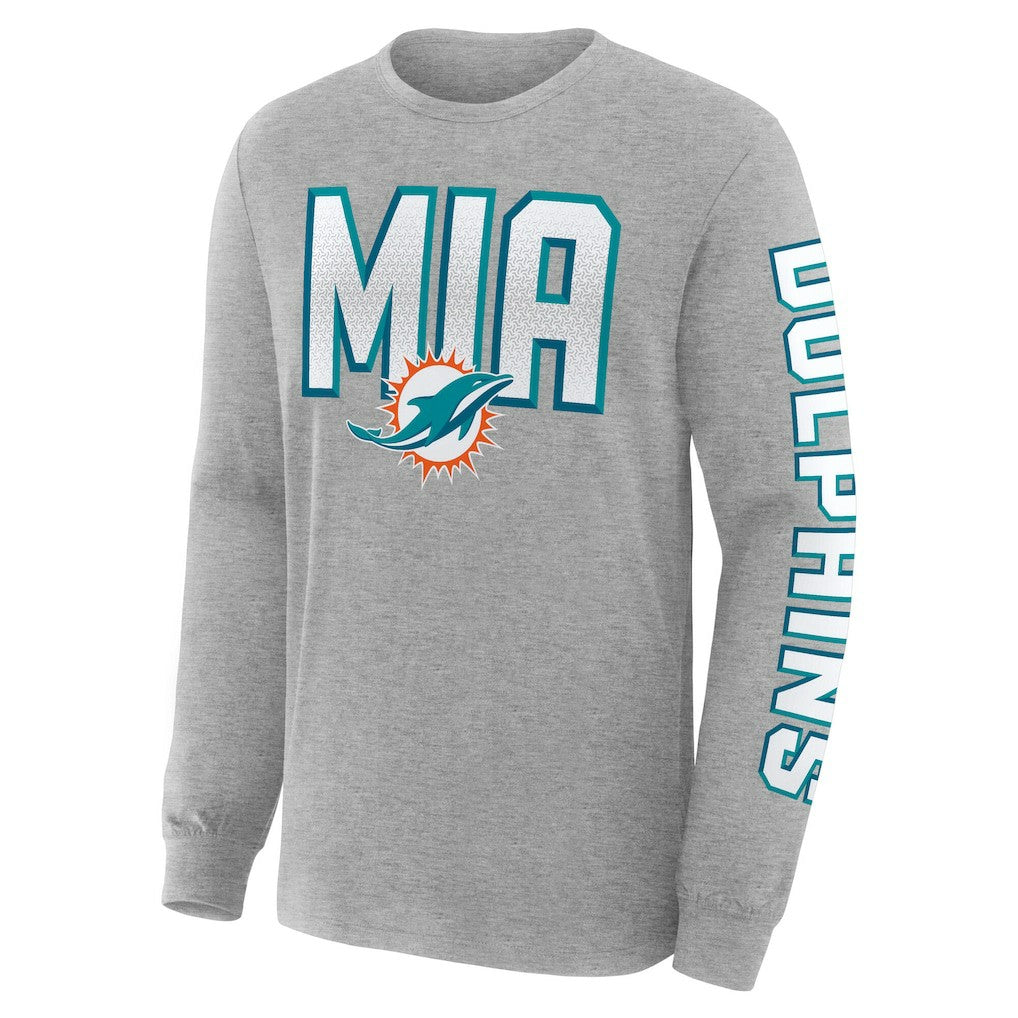 Miami Dolphins Hometown Sweep Legacy Long Sleeve T-Shirt - Heather Gray T-shirts