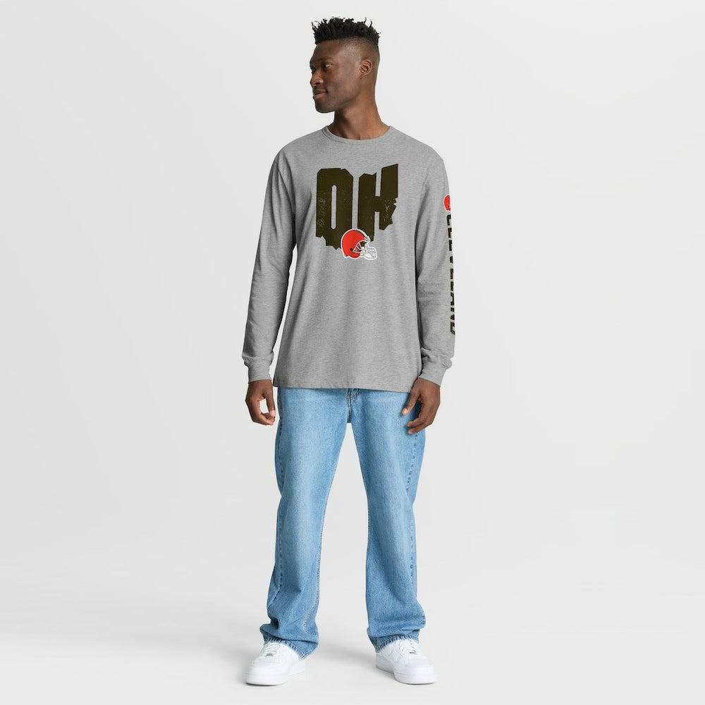 Cleveland Browns Hometown Sweep Legacy Long Sleeve T-Shirt - Heather Gray T-shirts