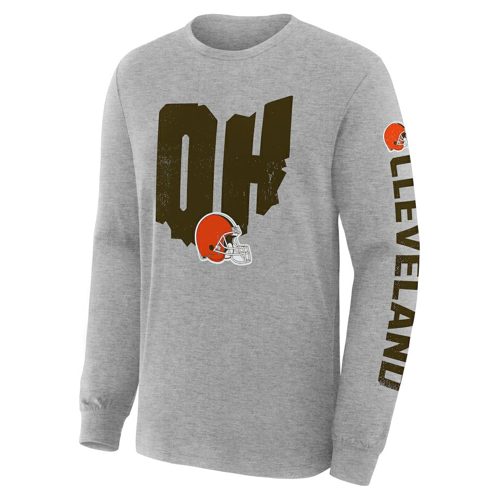 Cleveland Browns Hometown Sweep Legacy Long Sleeve T-Shirt - Heather Gray T-shirts
