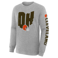 Cleveland Browns Hometown Sweep Legacy Long Sleeve T-Shirt - Heather Gray T-shirts