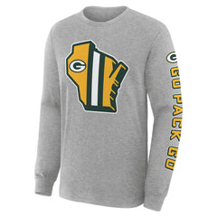 Green Bay Packers Hometown Sweep Legacy Long Sleeve T-Shirt - Heather Gray T-shirts
