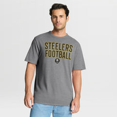 Pittsburgh Steelers First Down Tribute Tri-Blend T-Shirt - Heather Gray T-shirts