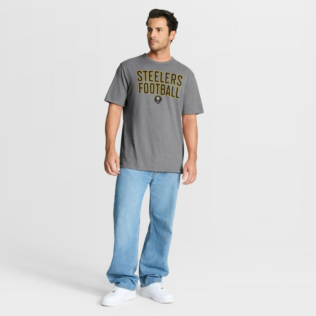 Pittsburgh Steelers First Down Tribute Tri-Blend T-Shirt - Heather Gray T-shirts