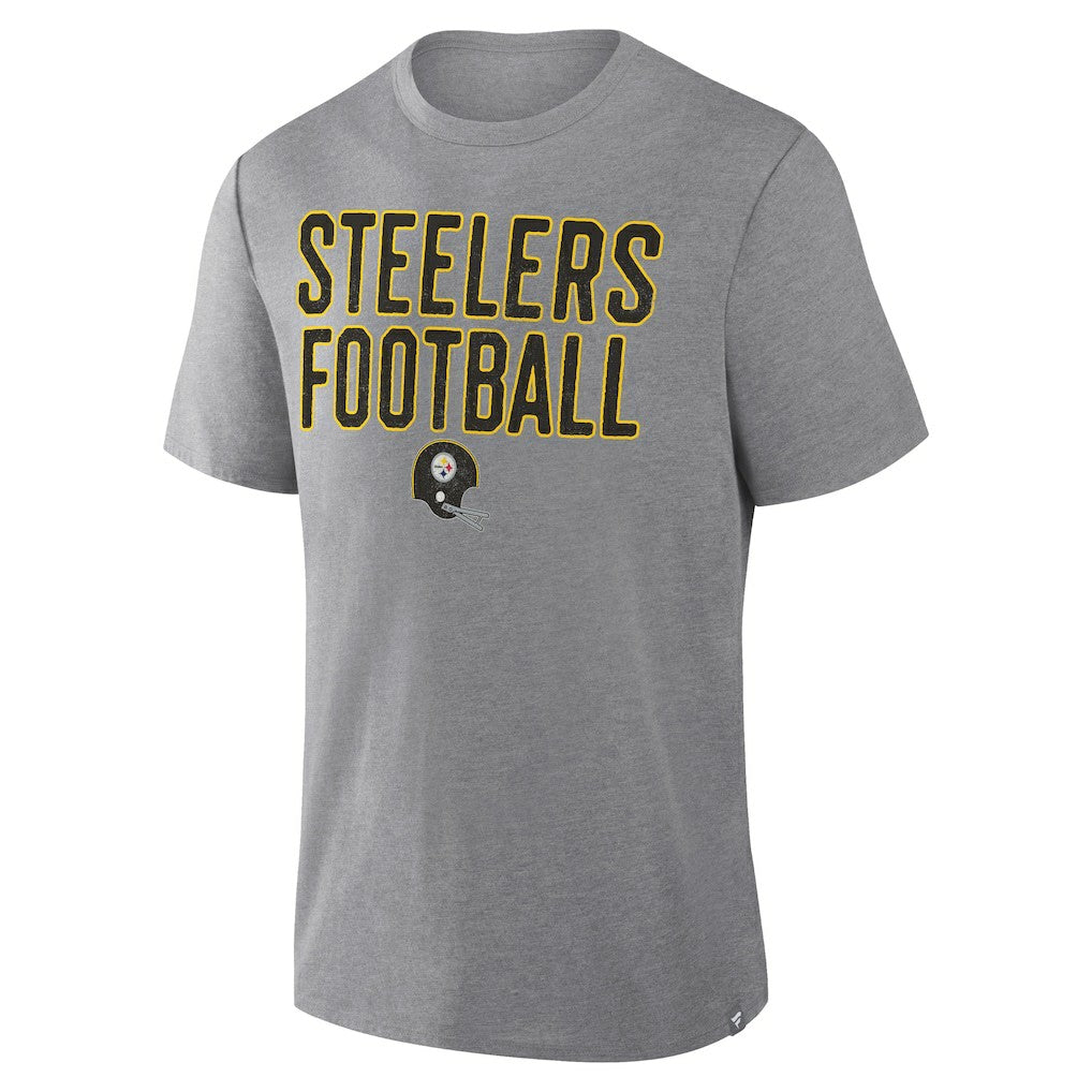 Pittsburgh Steelers First Down Tribute Tri-Blend T-Shirt - Heather Gray T-shirts