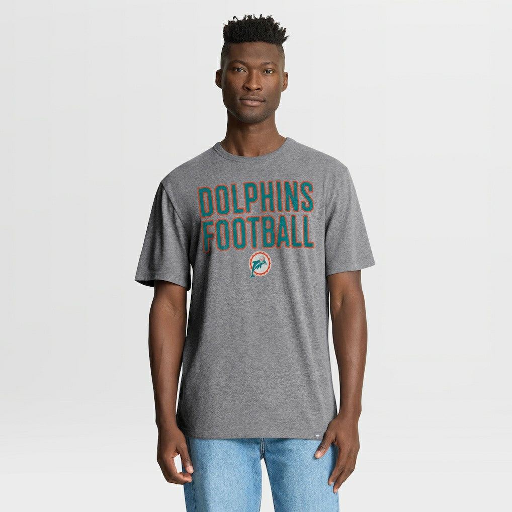 Miami Dolphins First Down Tribute Tri-Blend T-Shirt - Heather Gray T-shirts