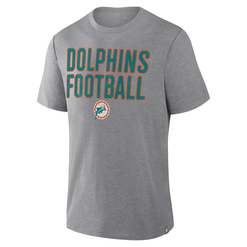 Miami Dolphins First Down Tribute Tri-Blend T-Shirt - Heather Gray T-shirts