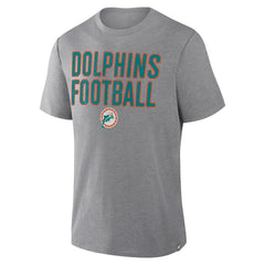 Miami Dolphins First Down Tribute Tri-Blend T-Shirt - Heather Gray T-shirts