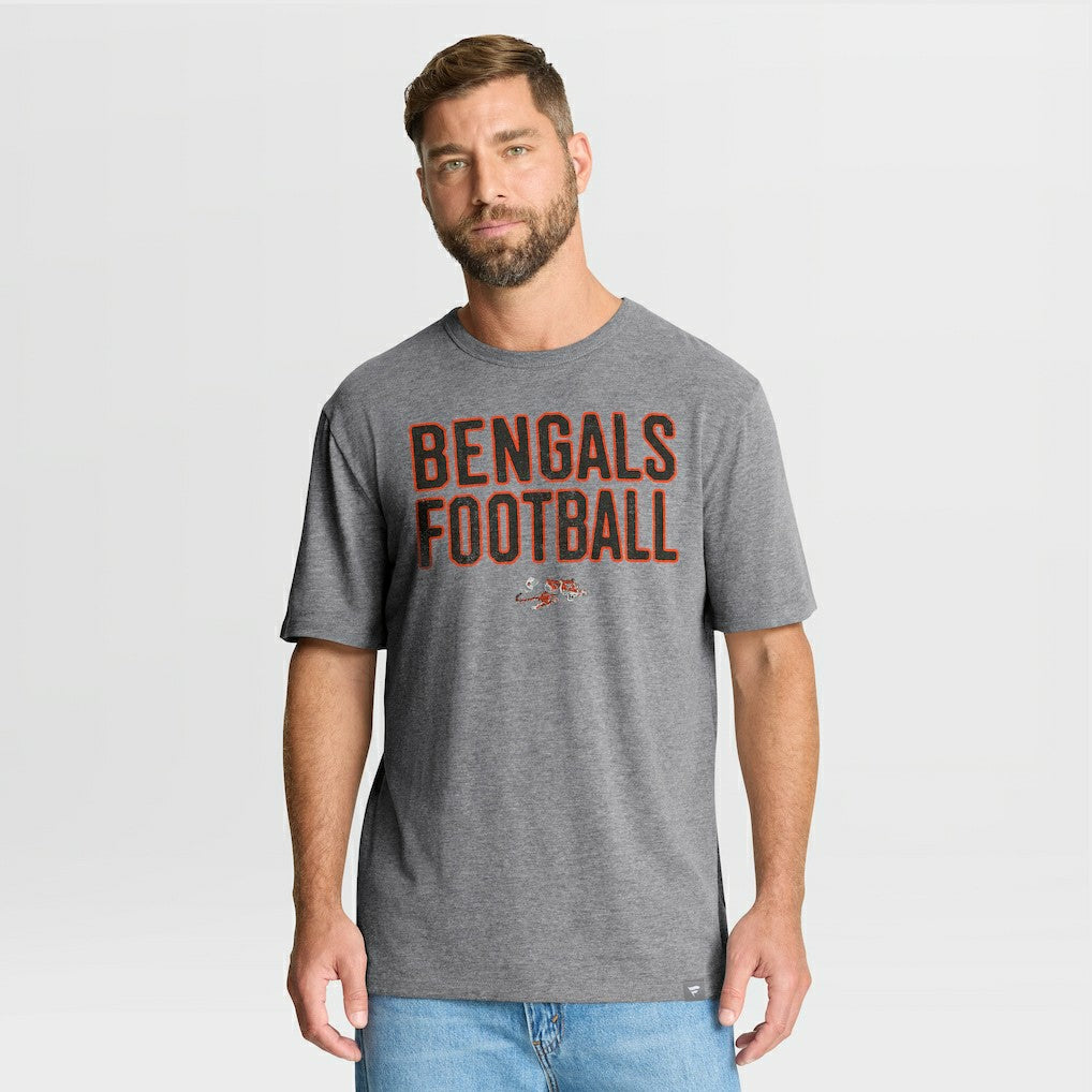 Cincinnati Bengals First Down Tribute Tri-Blend T-Shirt - Heather Gray T-shirts