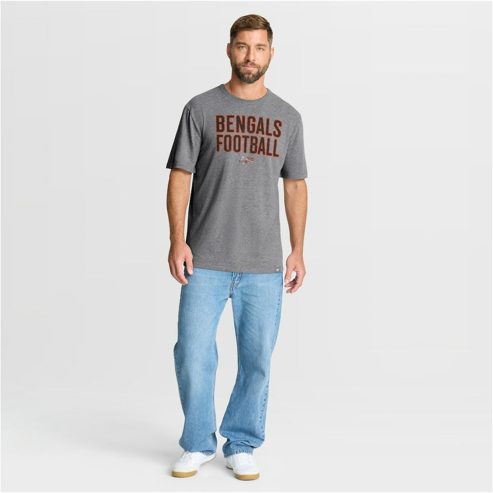 Cincinnati Bengals First Down Tribute Tri-Blend T-Shirt - Heather Gray T-shirts