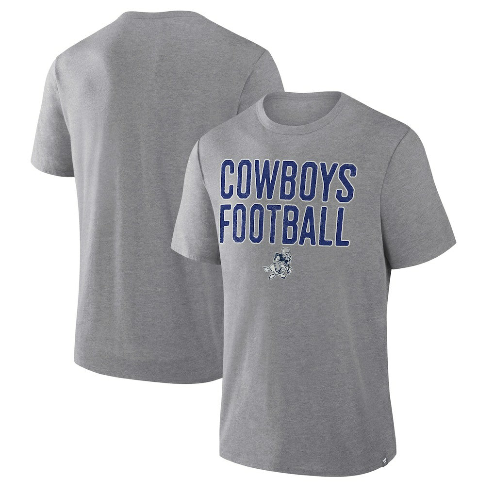 Dallas Cowboys First Down Tribute Tri-Blend T-Shirt - Heather Gray T-shirts