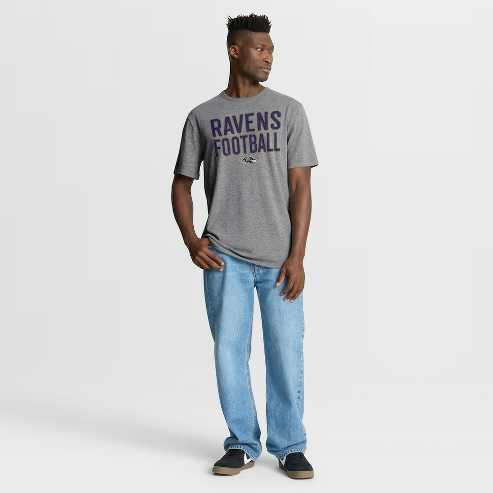 Baltimore Ravens First Down Tribute Tri-Blend T-Shirt - Heather Gray T-shirts