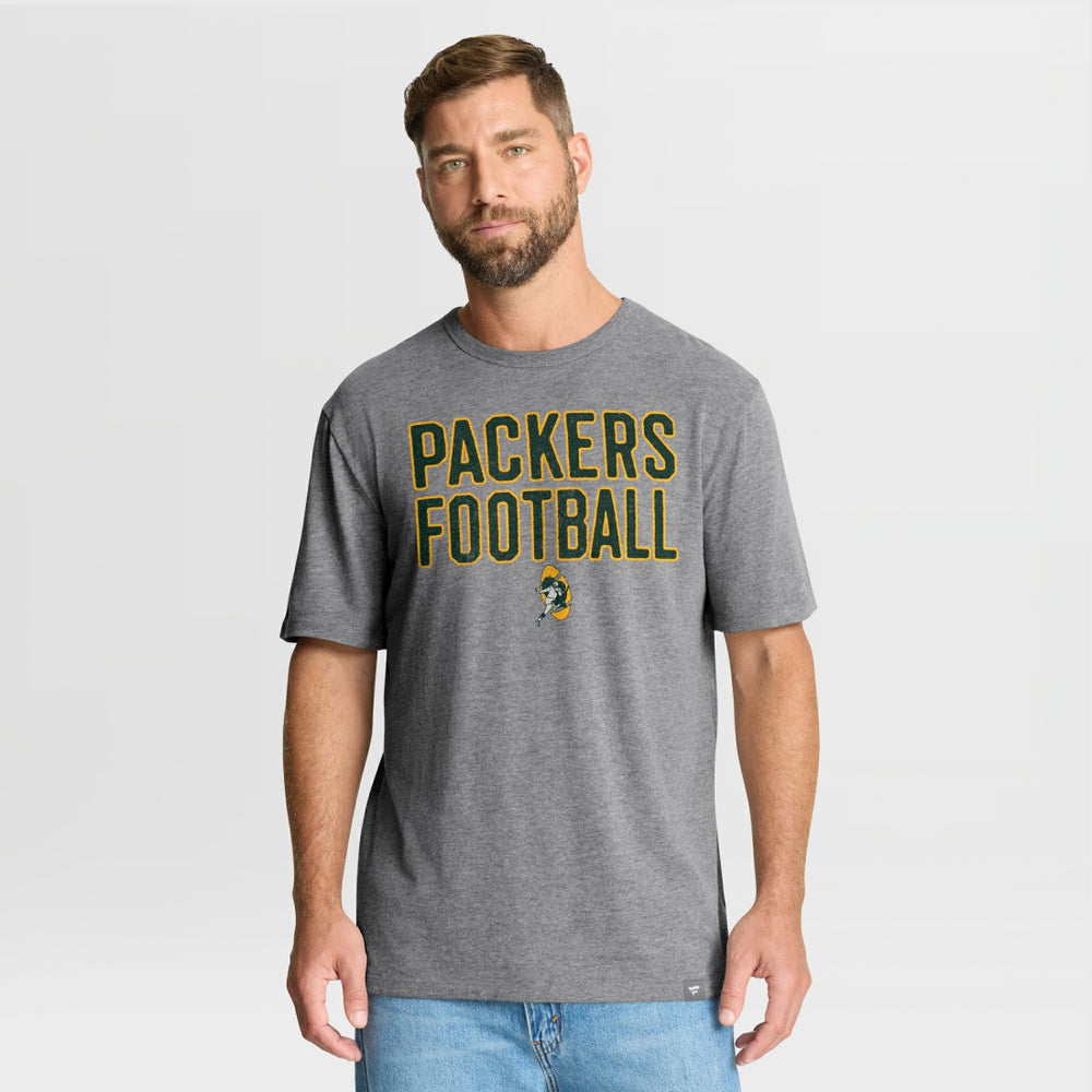 Green Bay Packers First Down Tribute Tri-Blend T-Shirt - Heather Gray T-shirts