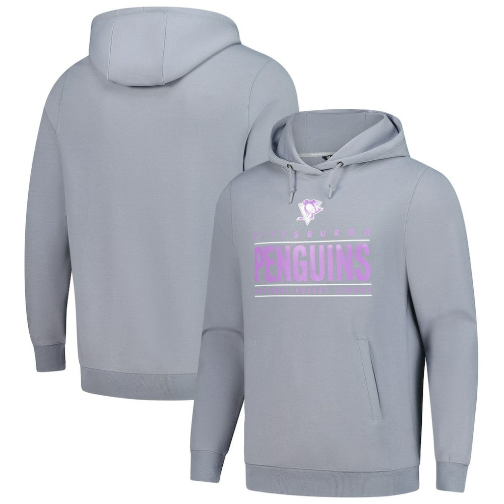 Pittsburgh Penguins Levelwear Hockey Fights Cancer Pulsar Off Season Tri-Blend Pullover Hoodie - Gray | US 202464040