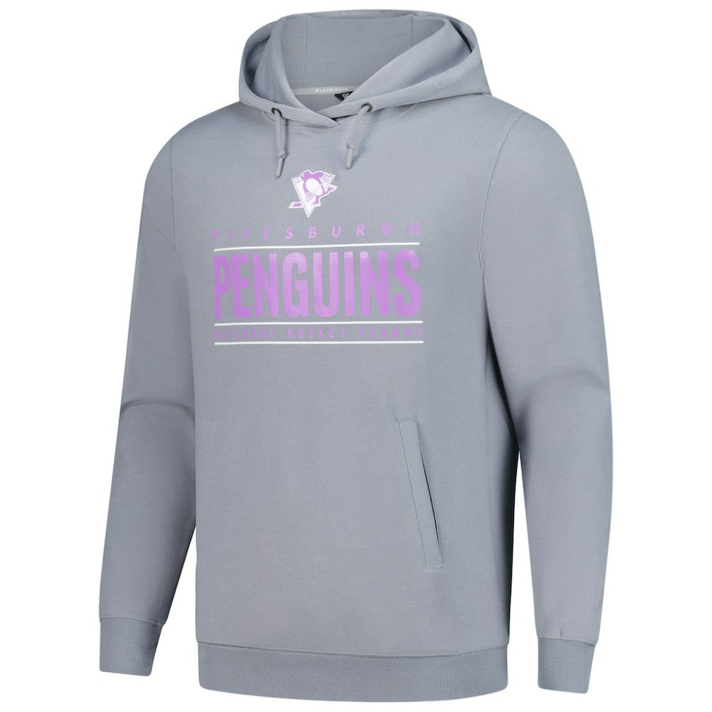 Pittsburgh Penguins Levelwear Hockey Fights Cancer Pulsar Off Season Tri-Blend Pullover Hoodie - Gray | US 202464040