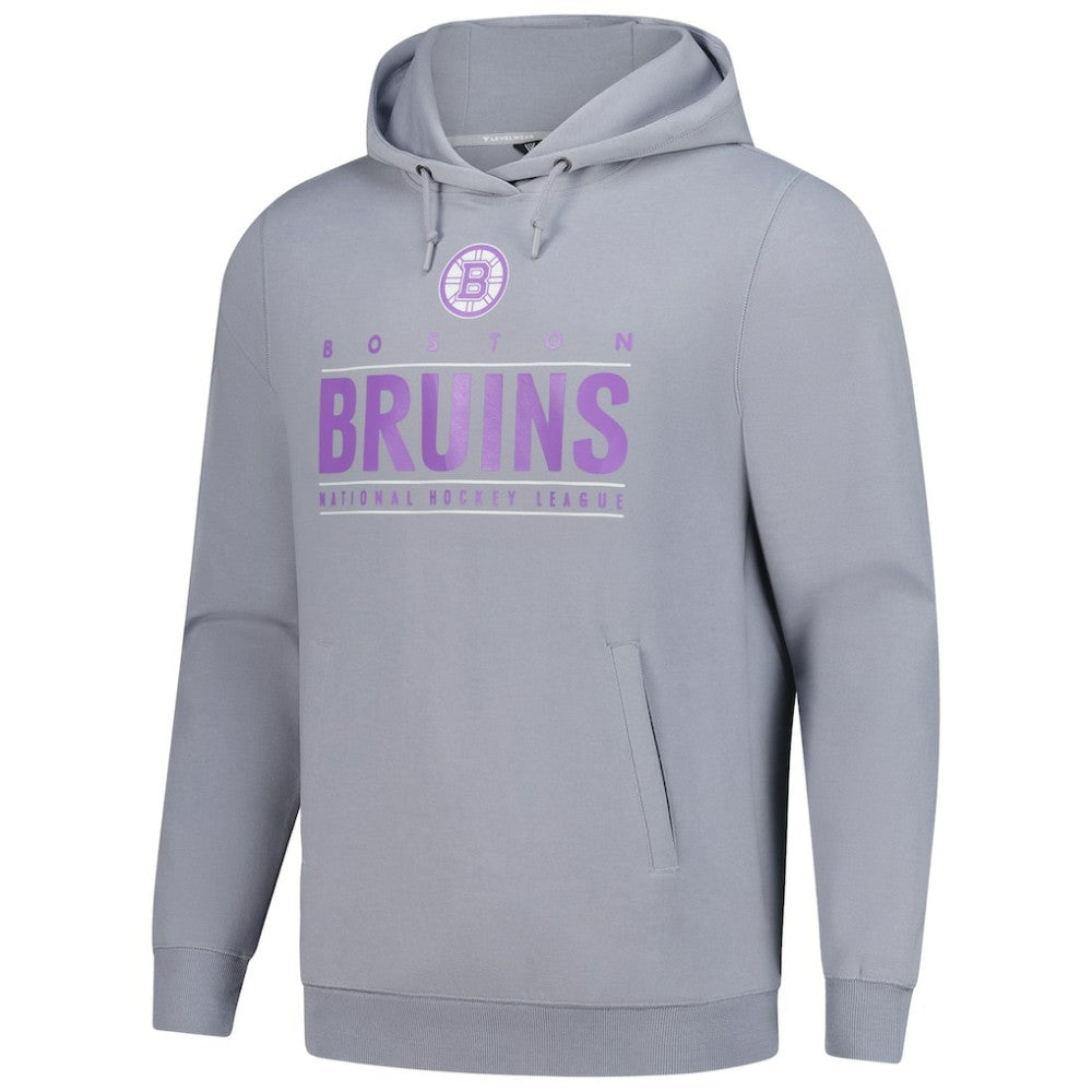 Boston Bruins Levelwear Hockey Fights Cancer Pulsar Off Season Tri-Blend Pullover Hoodie - Gray | US 202464041