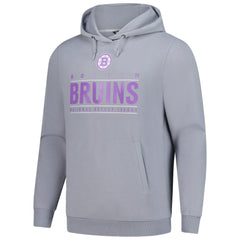 Boston Bruins Levelwear Hockey Fights Cancer Pulsar Off Season Tri-Blend Pullover Hoodie - Gray | US 202464041
