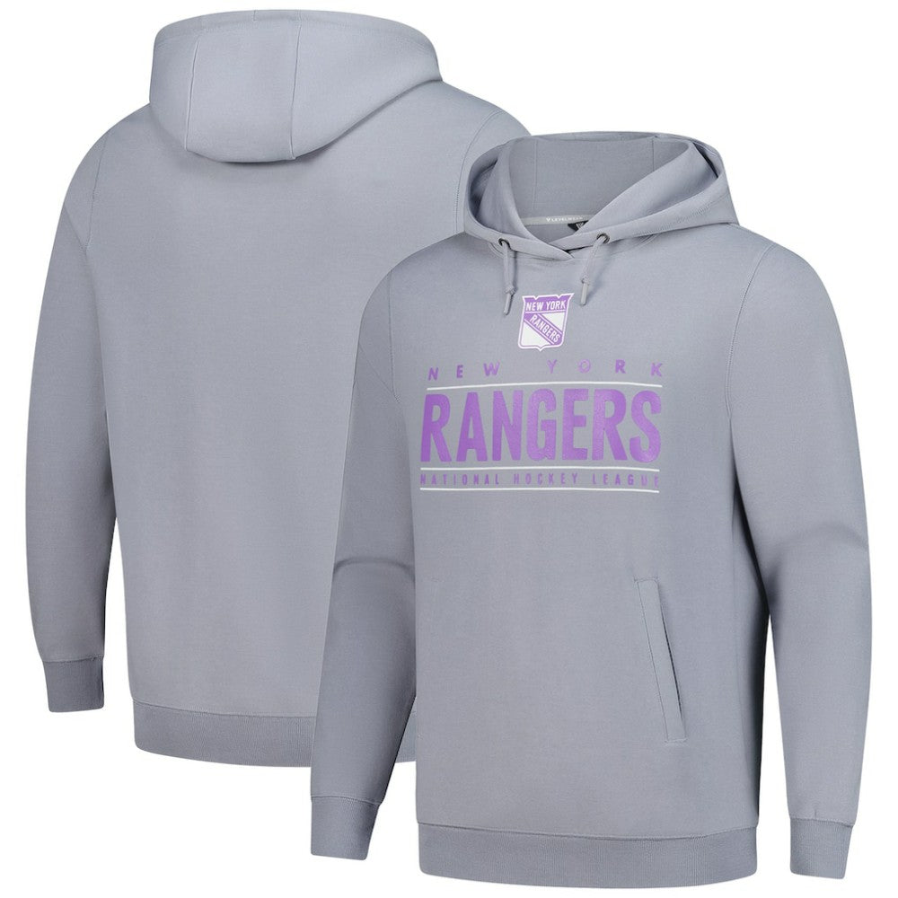 New York Rangers Levelwear Hockey Fights Cancer Pulsar Off Season Tri-Blend Pullover Hoodie - Gray | US 202464042