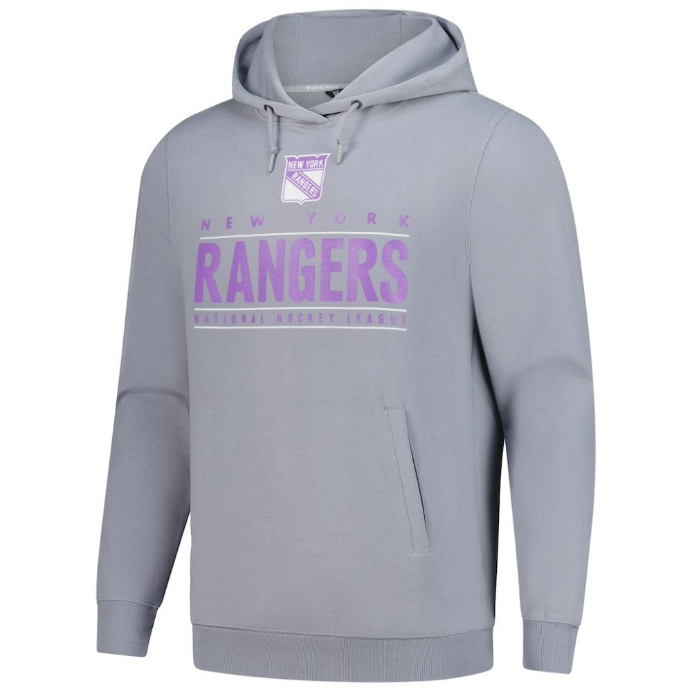 New York Rangers Levelwear Hockey Fights Cancer Pulsar Off Season Tri-Blend Pullover Hoodie - Gray | US 202464042