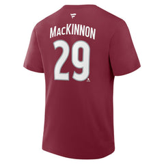 Nathan MacKinnon Colorado Avalanche Fanatics Authentic Stack Name & Number T-Shirt - Burgundy | US 202466729
