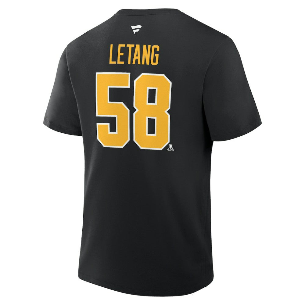 Kris Letang Pittsburgh Penguins Fanatics Authentic Stack Name & Number T-Shirt - Black | US 202466731