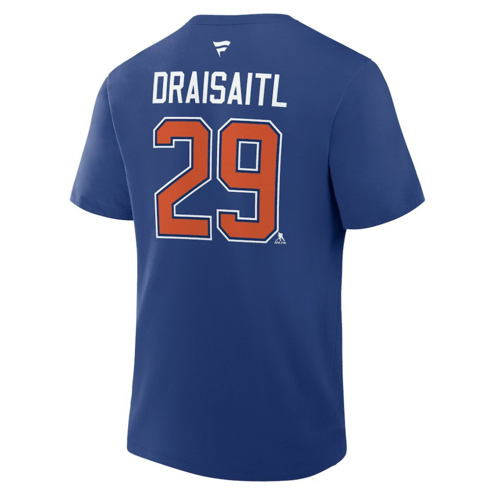 Leon Draisaitl Edmonton Oilers Fanatics Authentic Stack Name & Number T-Shirt - Royal | US 202466734