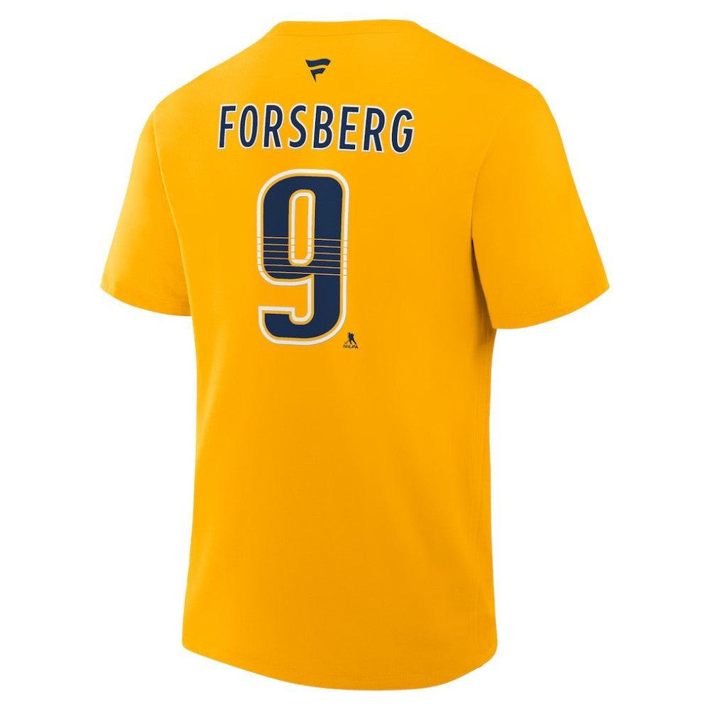 Filip Forsberg Nashville Predators Fanatics Authentic Stack Name & Number T-Shirt - Gold | US 202466739