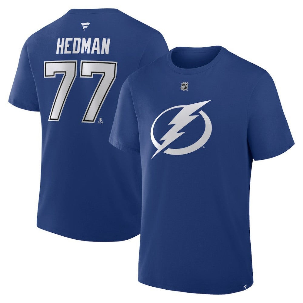 Victor Hedman Tampa Bay Lightning Fanatics Authentic Stack Name & Number T-Shirt - Blue | US 202466766